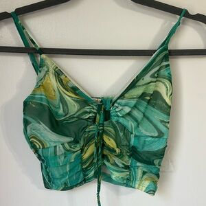 Windsor Tie Dye Mesh Swirl Crop Top XS